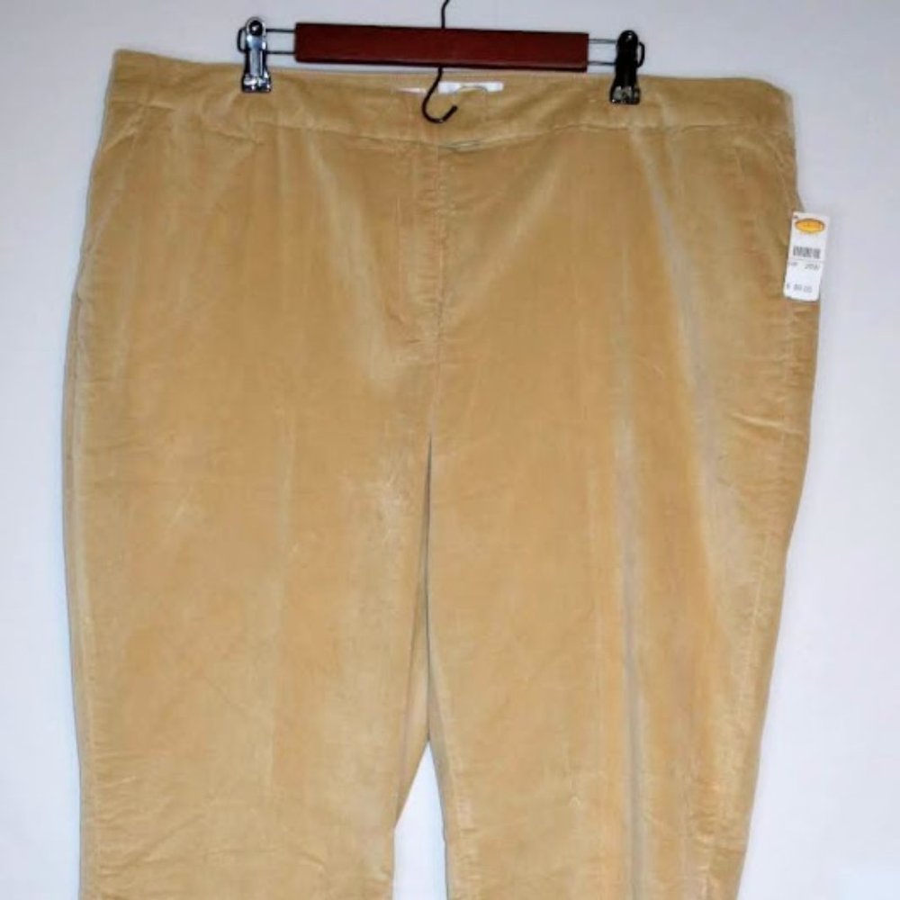 Talbots Beige stretch velvet pants classic fit NWT